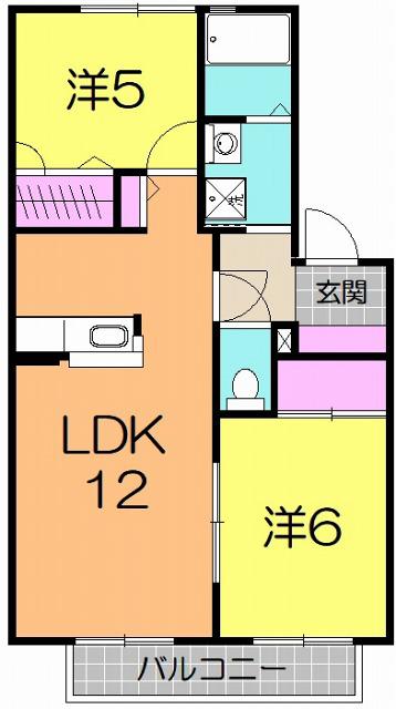 コトーC(2LDK/2階)の間取り写真