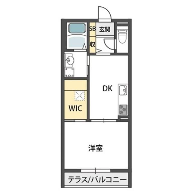 シャーメゾン灰塚B棟(1DK/1階)の間取り写真