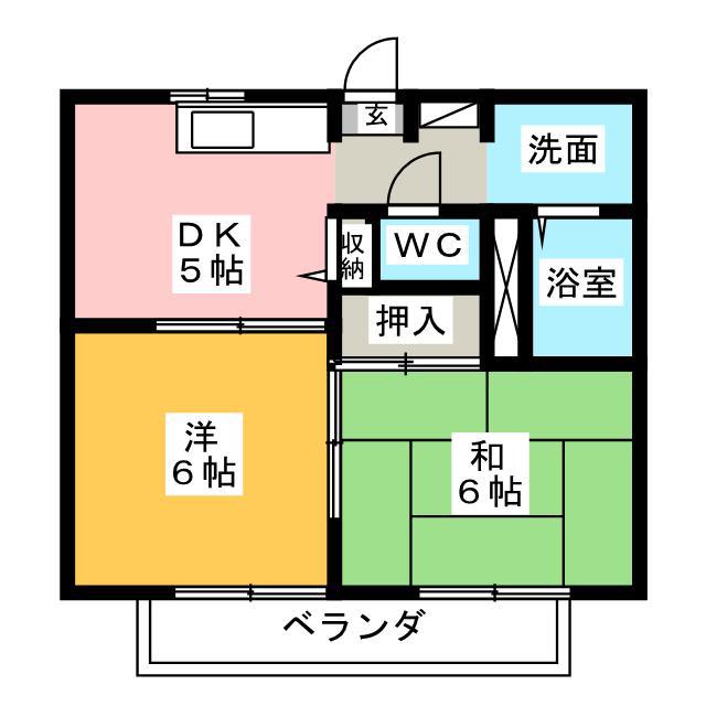 リバーサイド A(2DK/1階)の間取り写真