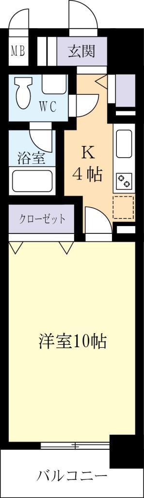 WILLDO桜川(1K/13階)の間取り写真