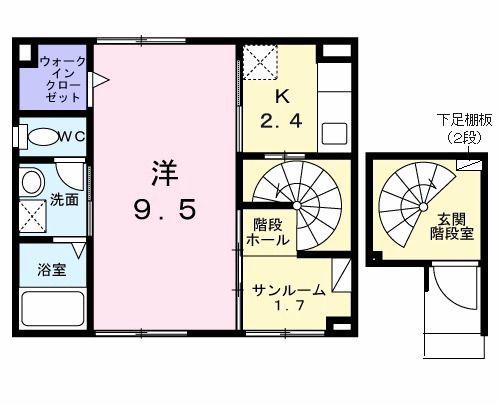 シティーライトI(1K/2階)の間取り写真