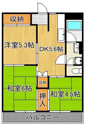 富田ハイツ(3DK/1階)の間取り写真