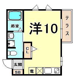 ル・シエール次屋(ワンルーム/1階)の間取り写真