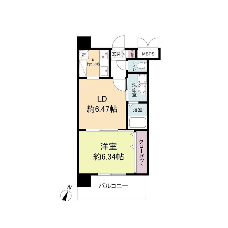 レジディア天神(1LDK/8階)の間取り写真
