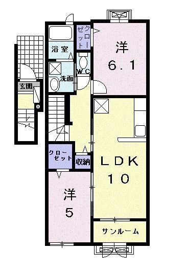 ピアチェーレ(2LDK/2階)の間取り写真