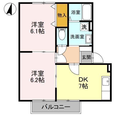 パナステージ四季の郷 C棟(2DK/1階)の間取り写真