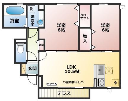 クレアンジュ(2LDK/1階)の間取り写真