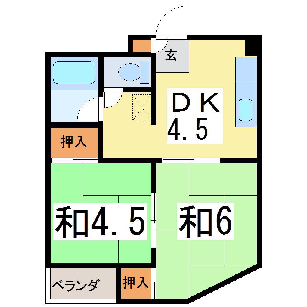 コーポラスたく(2DK/3階)の間取り写真