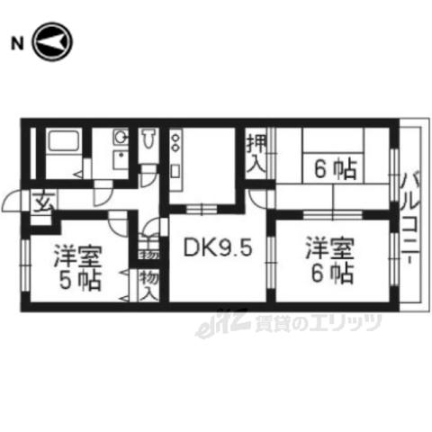 シャトーエスポワール(3DK/4階)の間取り写真