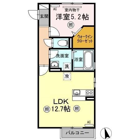 メゾンエミグラント(1LDK/2階)の間取り写真