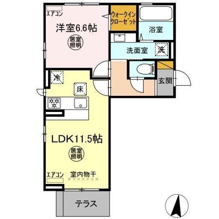 KOCHIA N・S S棟(1LDK/1階)の間取り写真