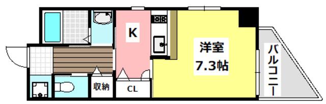 マンションクォーレ(1K/6階)の間取り写真