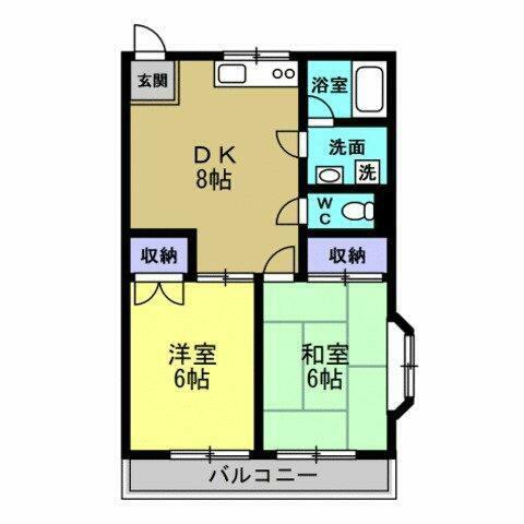 メゾン川瀬(2DK/2階)の間取り写真