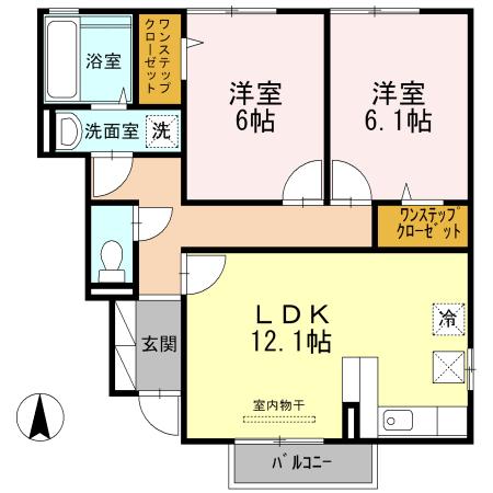 プリマベーラ(2LDK/1階)の間取り写真