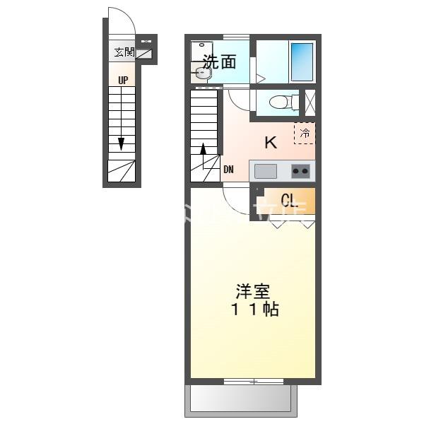LA MIA CASA(1K/2階)の間取り写真