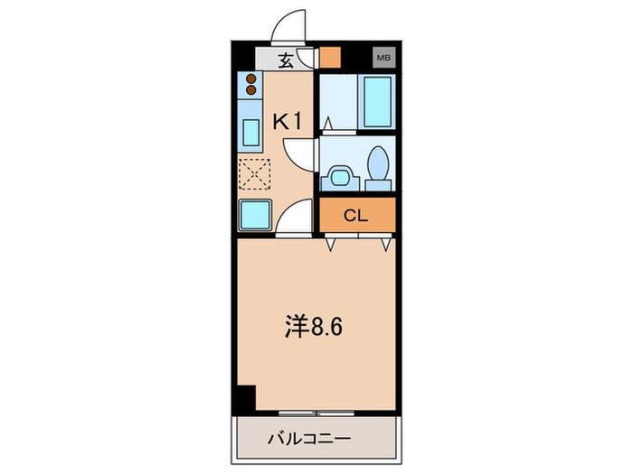 サンシャⅢ(1K/3階)の間取り写真