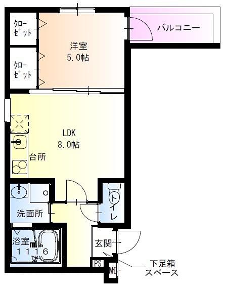 フジパレス庄内ノース(1LDK/1階)の間取り写真