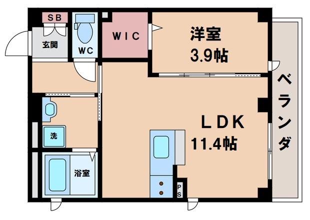 コスタ北河堀(1LDK/2階)の間取り写真