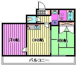 ベルズマンション(2DK/5階)の間取り写真