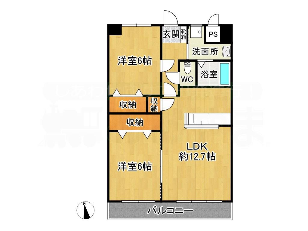 グリーンヒル櫛原(2LDK/3階)の間取り写真
