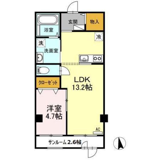 阿品ビル(1LDK/2階)の間取り写真
