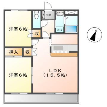 リヴェール(2LDK/2階)の間取り写真