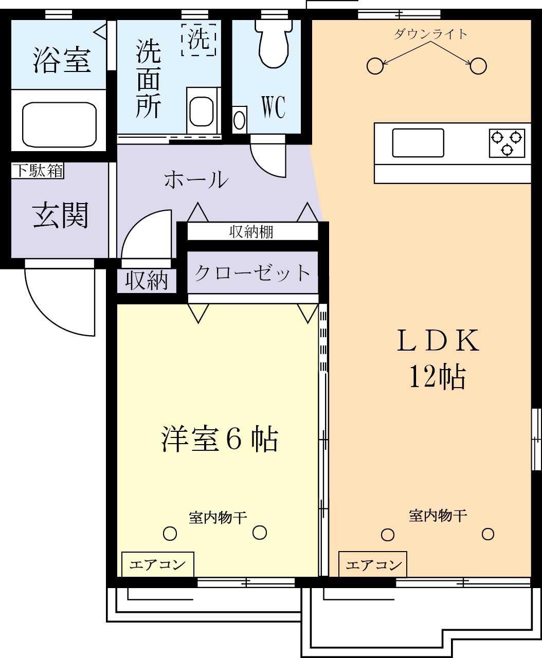 ホザナハイム(1LDK/2階)の間取り写真