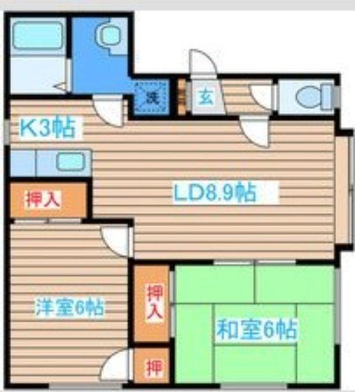 ハイフィールド(2LDK/2階)の間取り写真