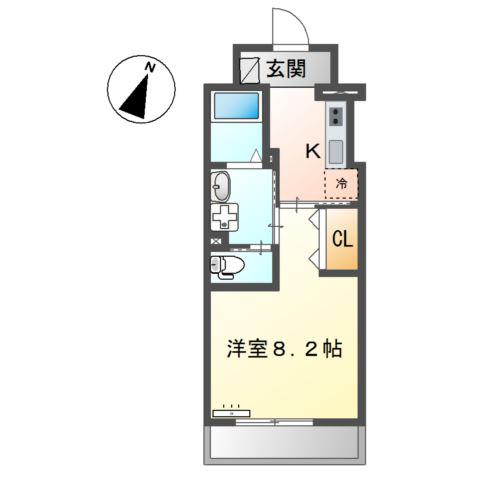 ラヴィ・K(1K/2階)の間取り写真