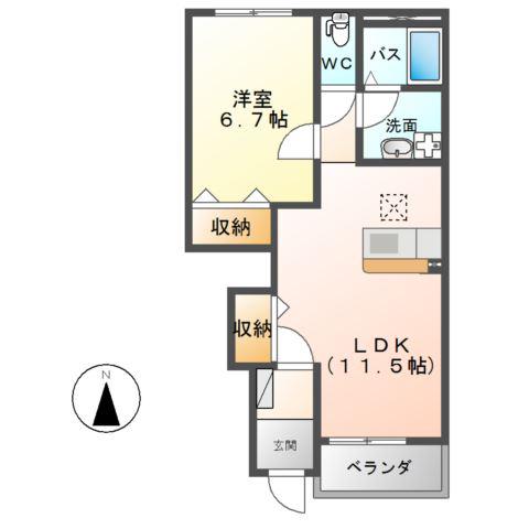 グランモンターニュ(1LDK/1階)の間取り写真