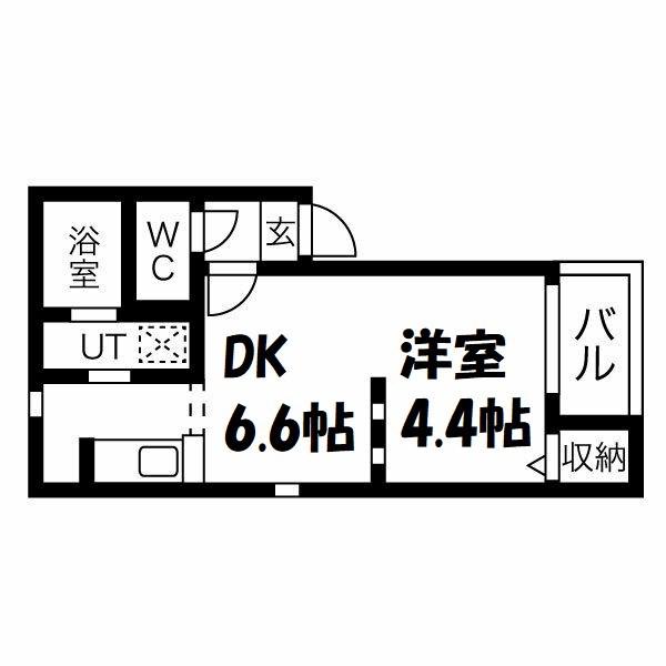 グランコンフォール米野III(1DK/3階)の間取り写真