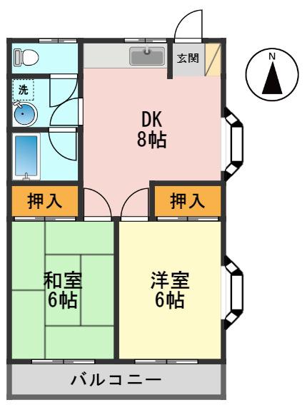 メゾンK(2DK/2階)の間取り写真
