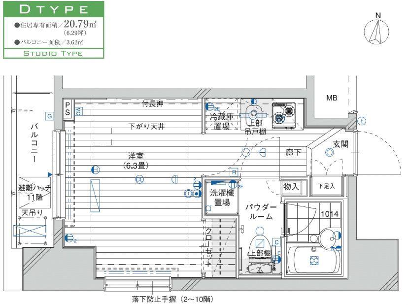メインステージ錦糸町IV(1K/9階)の間取り写真