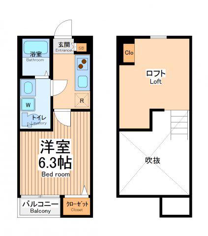 フェリオ相模原(1K/1階)の間取り写真