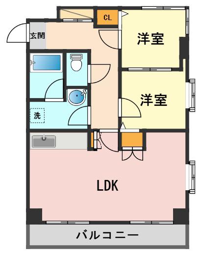 ライオンズマンション新岩(2LDK/2階)の間取り写真