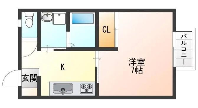 ロワールハイツII(1K/1階)の間取り写真