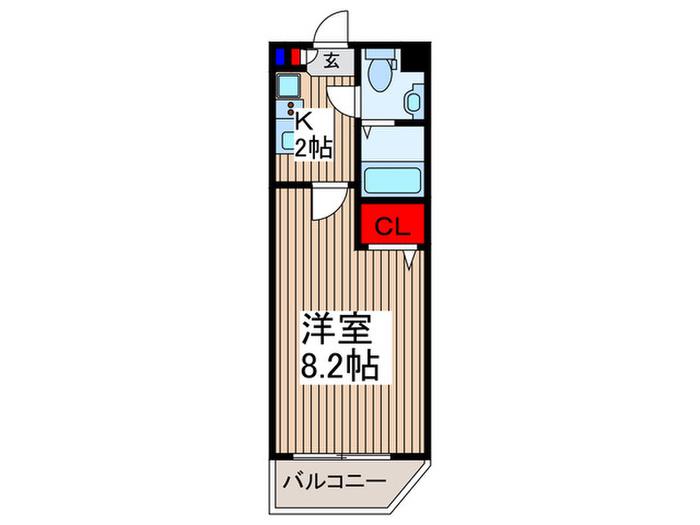 ヒルズ東町(1K/7階)の間取り写真