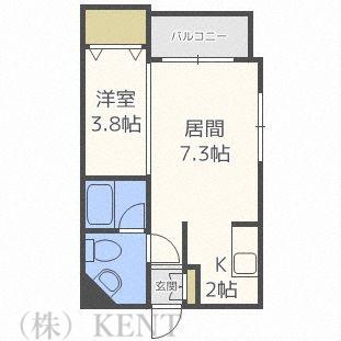 グランメール弘道舘第2(1LDK/2階)の間取り写真
