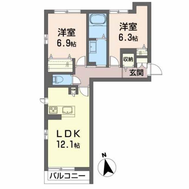 プランドール南矢野目(2LDK/1階)の間取り写真