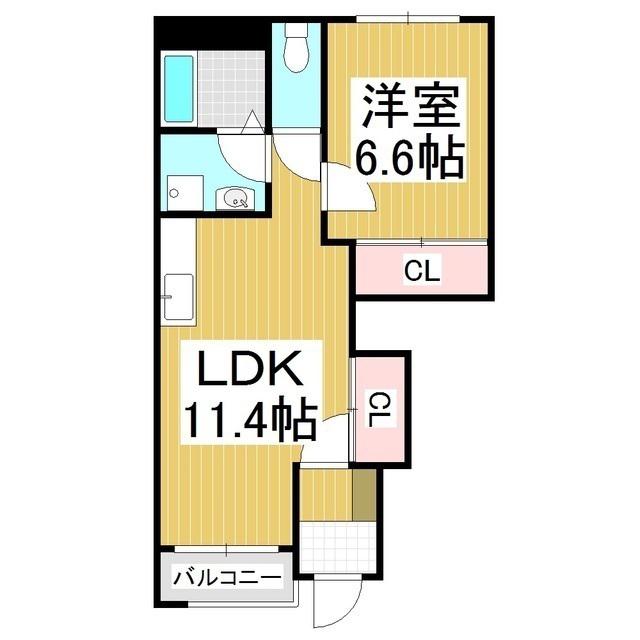 ガーデンハウス荒神前B(1LDK/1階)の間取り写真
