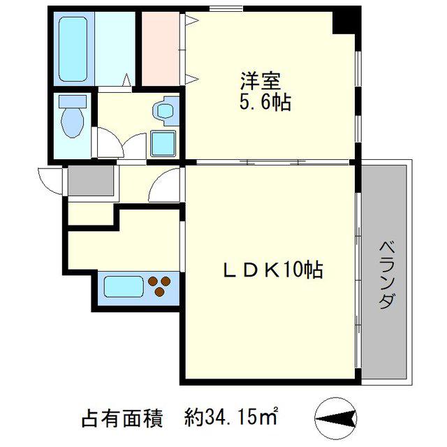 川端マンション(1LDK/2階)の間取り写真