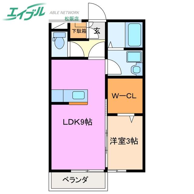 プランドールI A(1LDK/1階)の間取り写真