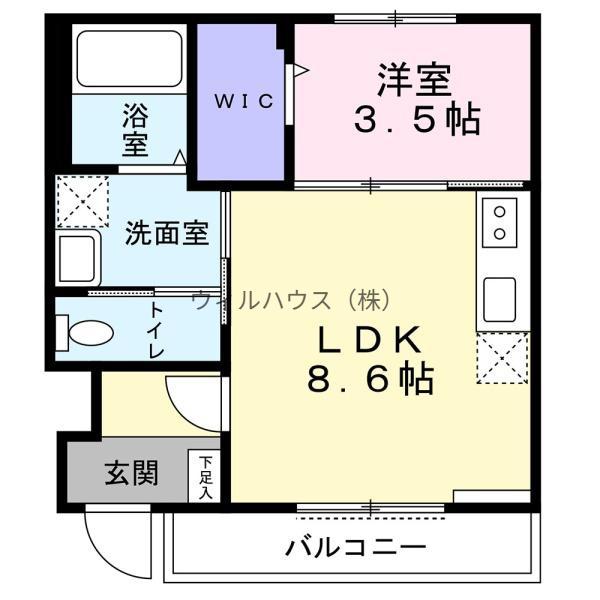 ルキアスF(1LDK/1階)の間取り写真