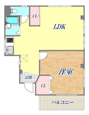 はたマンション(1LDK/4階)の間取り写真
