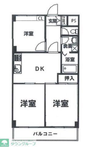 ブルームライフ市川(3DK/1階)の間取り写真