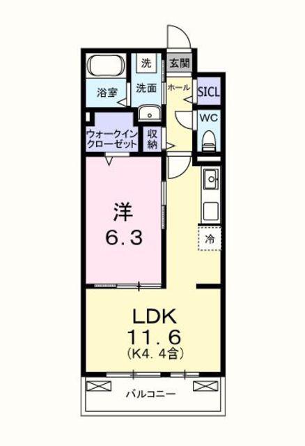 キー ウエスト(1LDK/2階)の間取り写真