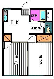 コーポあいのはら(2DK/2階)の間取り写真