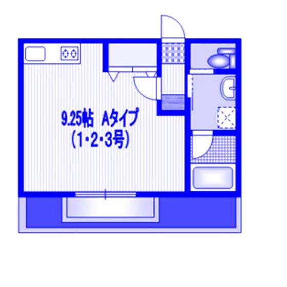 本町グリーンヒルズ(ワンルーム/2階)の間取り写真