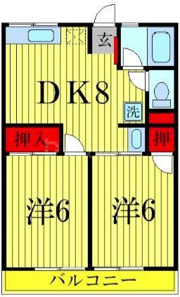 シティハイムアバンテ(2DK/2階)の間取り写真