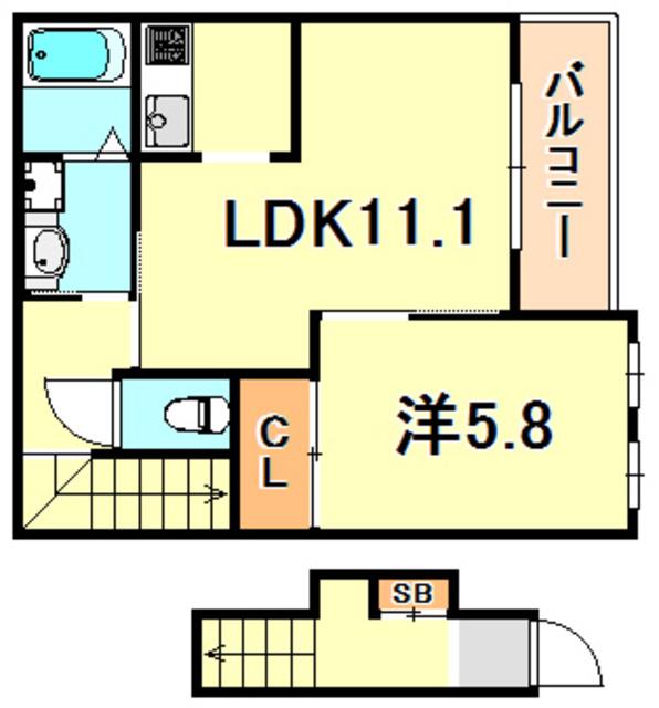 メゾン・オランジュ(1LDK/2階)の間取り写真